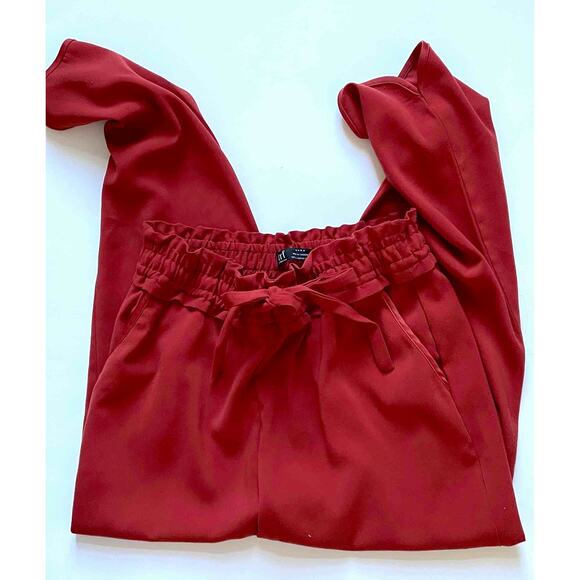 ZARA TRF Paperbag Elastic Pull On Pants Rust Orange Size XS - Picture 6 of 8